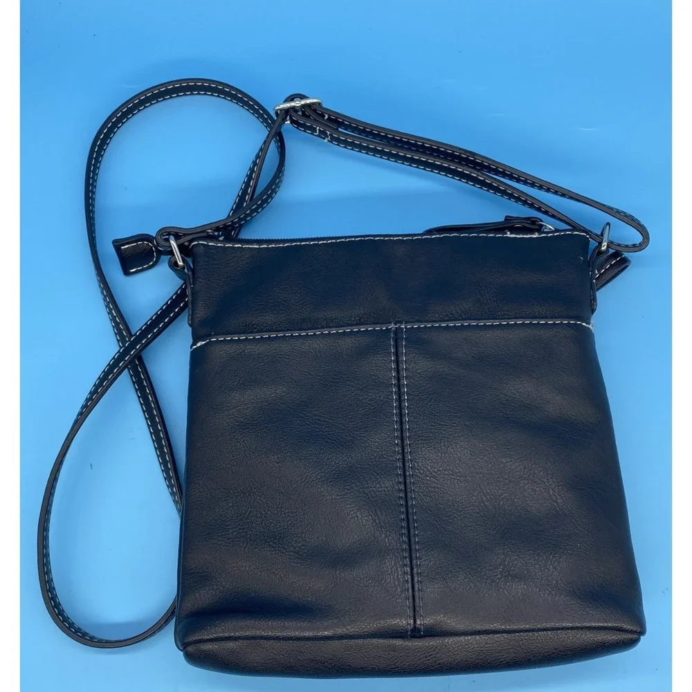 Kate & Alex Cuffaro Black Faux Leather Crossbody Bag Italian Design Purse